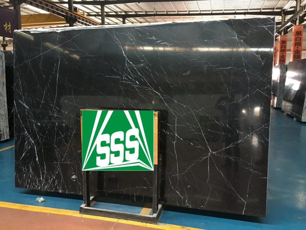 Premium Black Marquina Marble Slab and Tile for Interior Decoration