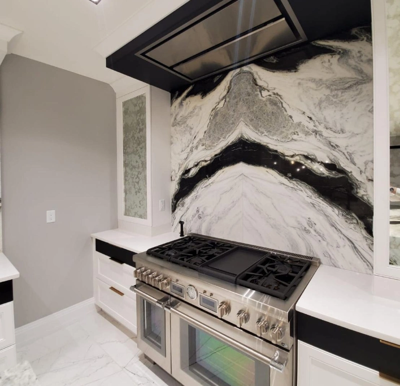 Marble Slab Black/White Natural Stone Kitchen/Bathroo Countertop/Vanity/Island Project Panda White Marble Tile