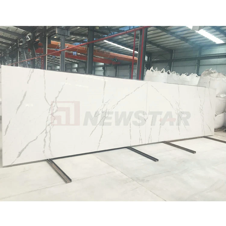 Artificial Stone Quartz Marble White Floor Artificial Slab Quartz Calacata Slabs